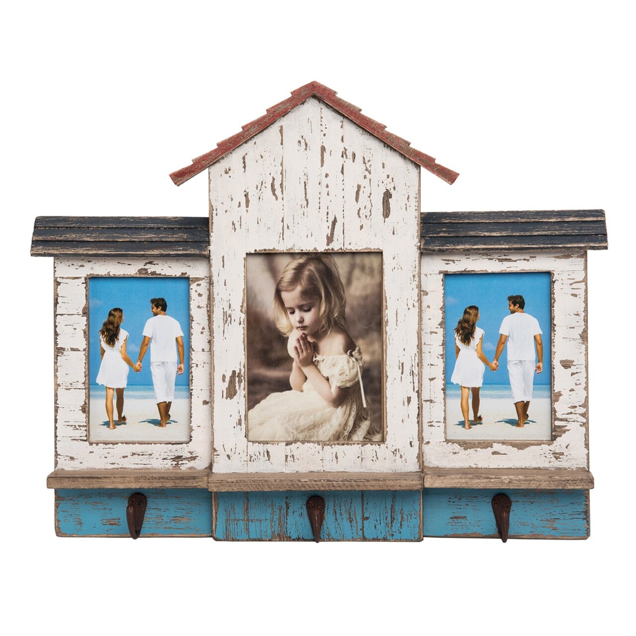 House Shaped Frame With Hooks Photo Frame Picture Holder For Wall Shelf Or Tabletop Decor Decoration 15" x 2" x 19"
